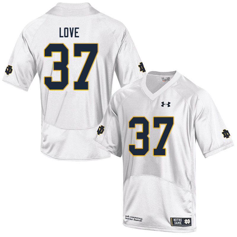 Men #37 Chase Love Notre Dame Fighting Irish College Football Jerseys Sale-White - Click Image to Close